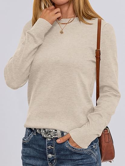 Women's Long Sleeve Round Neck Loose Pullover Sweater