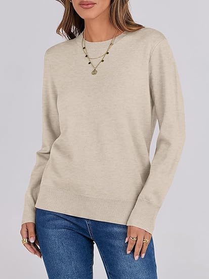 Women's Long Sleeve Round Neck Loose Pullover Sweater