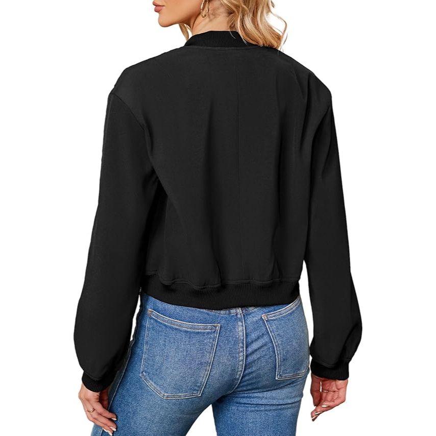 Women's Button-Down Cropped Bomber Jacket
