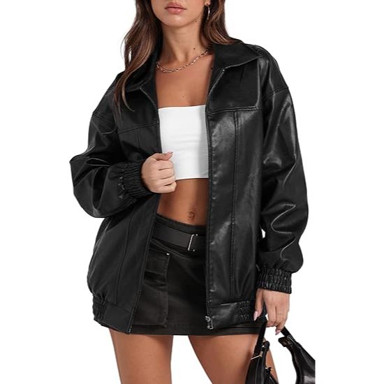 Women's leather bomber jacket