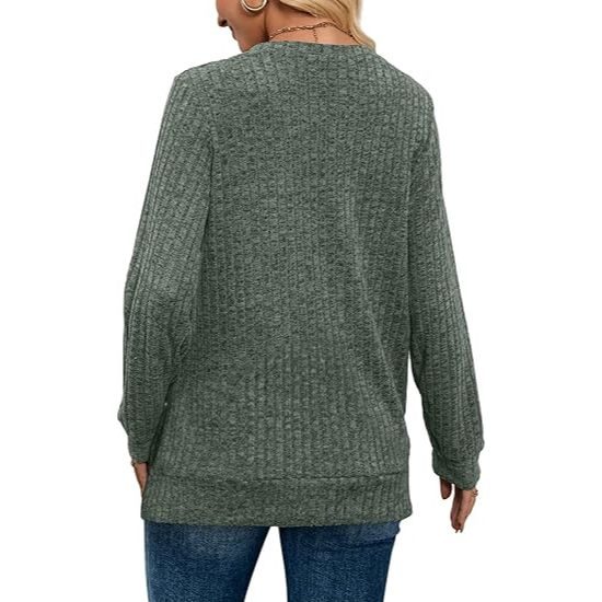 Women's V-neck long-sleeved waist sweater